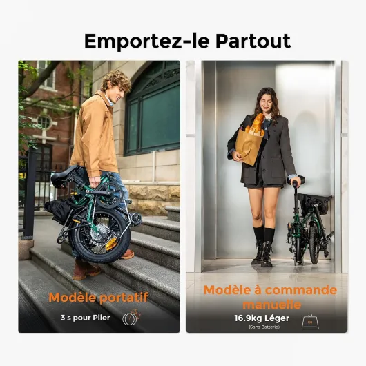Zip Vélo Électrique Pliable – 16,9 kg Velo Electrique Urbain Léger Vert