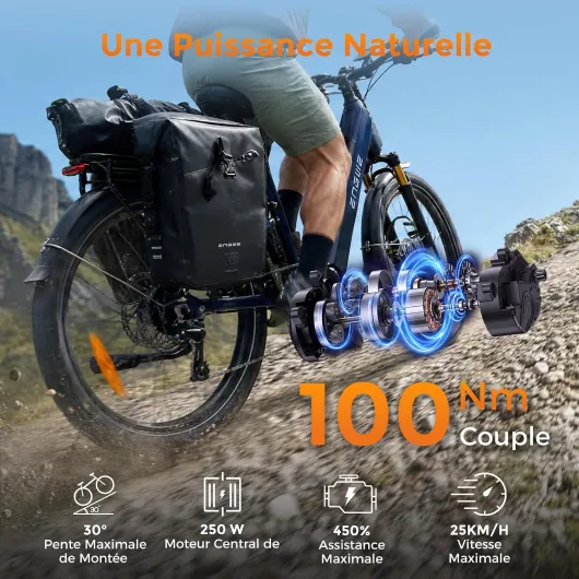 E26 3.0 Pro ‍Velo Electrique, Moteur Central de 100 Nm, Tout Terrain Bleu