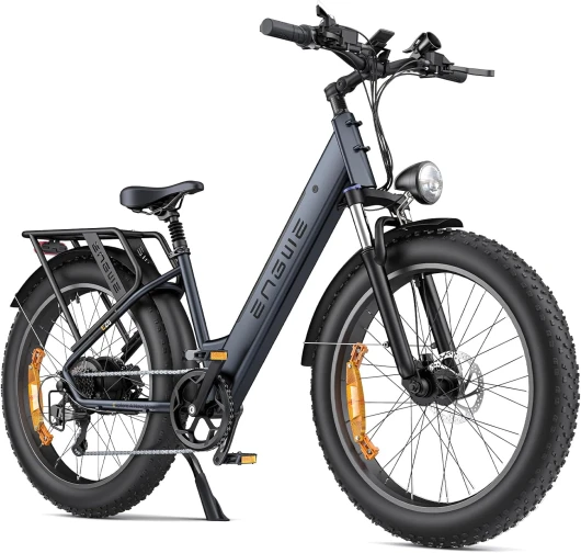 E26 Vélo Électrique Femme et Homme 26 * 4,0 Pouces Large Ebike, VTT électrique de 250W, Batterie de 48V 16Ah-Autonomie Gusqu'à 140 km, Vitesse-7, Suspension Double