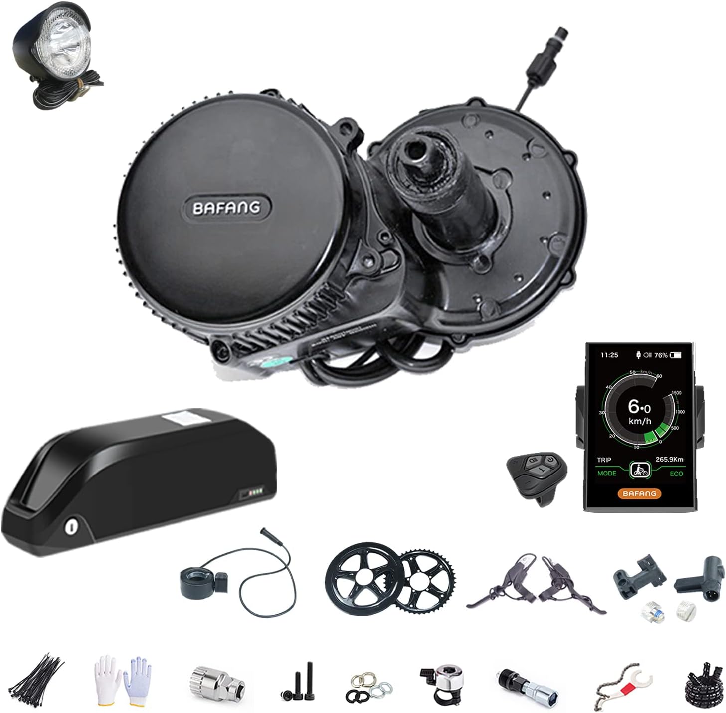 Bafang BBS02 48V750W Kit de Conversion pour Moteur de vélo électrique avec Batterie Li-ION 48V13Ah/16Ah/17.5Ah et Chargeur 2A Affichage C18 chain wheel:44T with 13ah Batterie