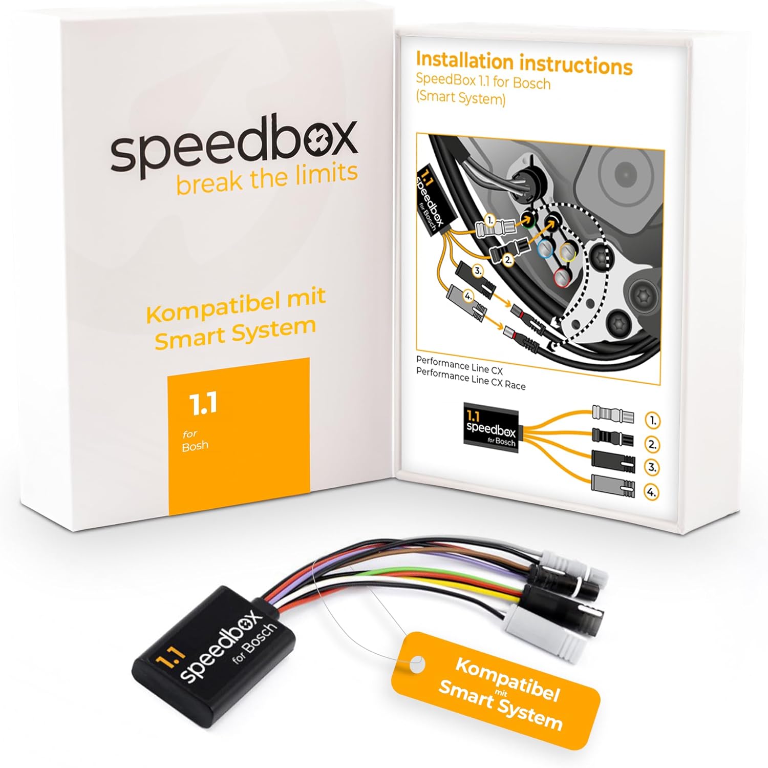 SpeedBox 1.1 Compatible avec Bosch (Smart System) / Puce de Tuning kit Premium pour vélos électriques avec Moteurs Bosch avec Smart System