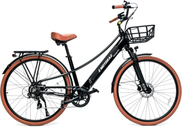 EMotorad Plymouth - Vélo Électrique Urbain pour Adultes - Pneus CST 700x40C - Moteur 36V 250W - Batterie Amovible 420 Wh - Cadre Bas en Aluminium - 5 Niveaux d’Assistance Noir
