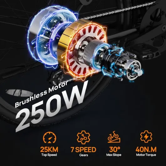 URLIFE Vélo Électrique, 26" Électrique avec Batterie, Vélo de Montagne Electrique avec 7 Vitesses, Moteur 250W, E Bike pour Adulte 48V 10.4AH Blanc