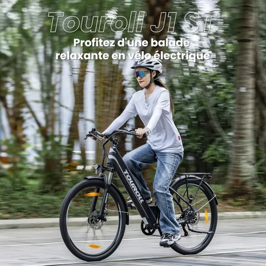 J1/J1 St Vélo Électrique, Autonomie 100KM, Le Choix Idéal Urbain, 27.5" vélo électrique Adulte, Vélo de Trekking avec Moteur 250W, Batterie 15.6AH, E-Bike, vélo électrique Femme Homme J1 ST-NOIR