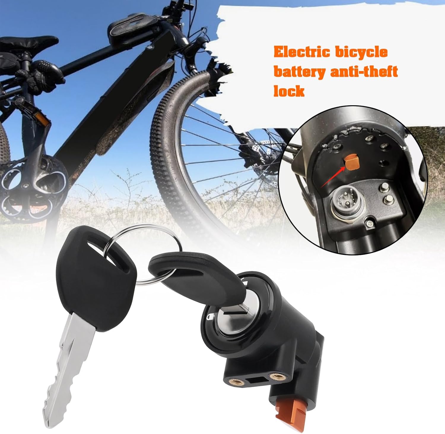 Antivol de batterie pour vélo électrique avec 2 clés compatible avec Vitesse Force et compatible avec les vélos électriques Vitesse Vigour
