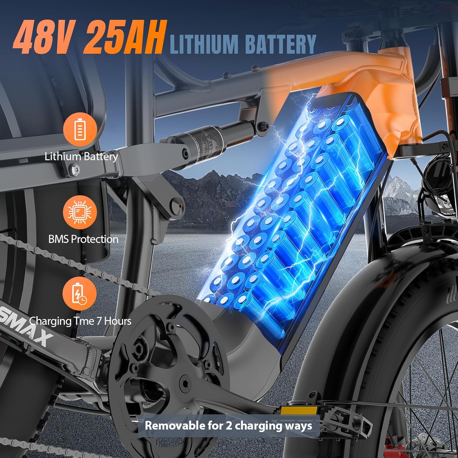 Vélo électrique pour Adultes, Batterie 48V25AH, autonomie 120-150 km, vélo électrique à Double Moteur 1000W, Suspension Double, pneus Larges 26 * 4,0 Pouces, 7 Vitesses