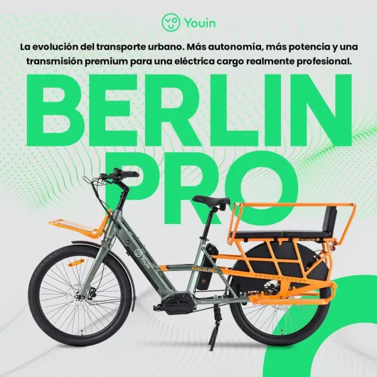 Youin Berlin Pro BK6150 Vélo électrique urbain 26 pouces Moteur central 250 W Sangle carbone Double batterie jusqu'à 120 km Freins hydrauliques Nexus 5 V Écran couleur aluminium