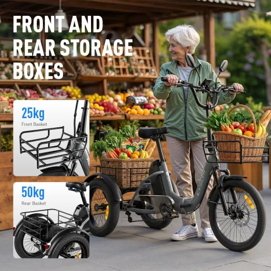 Cysum AG1 Pro Tricycle électrique pour Adultes, vélo électrique Pliable 16'', Batterie 48V 20Ah, Vitesse maximale de 25 km/h et autonomie de 80 km, Frein à Disque hydraulique et différentiel