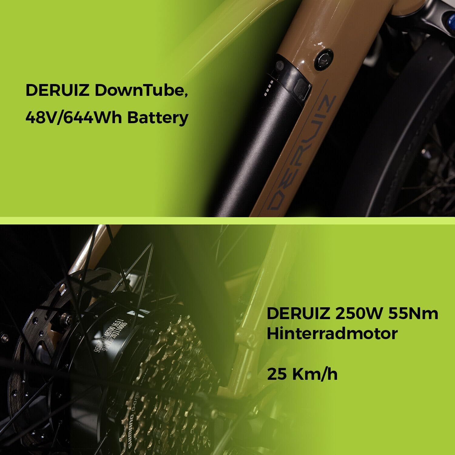 DERUIZ Marble SUV Vélo électrique 27,5" avec batterie 644 Wh, capteur de couple, freins hydrauliques, dérailleur 8 vitesses, vélo électrique tout-terrain et de ville pour homme et femme, max - 150 km