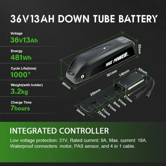 Kit de Conversion vélo électrique 26'' / 27.5'' / 28''(700C) 36V 250W/350W pour Moteur arrière pour Roue Libre avec contrôleur intégré Batterie 36V 13Ah/18Ah Kit Roue Libre de 27.5 '' avec moteur 36v350w