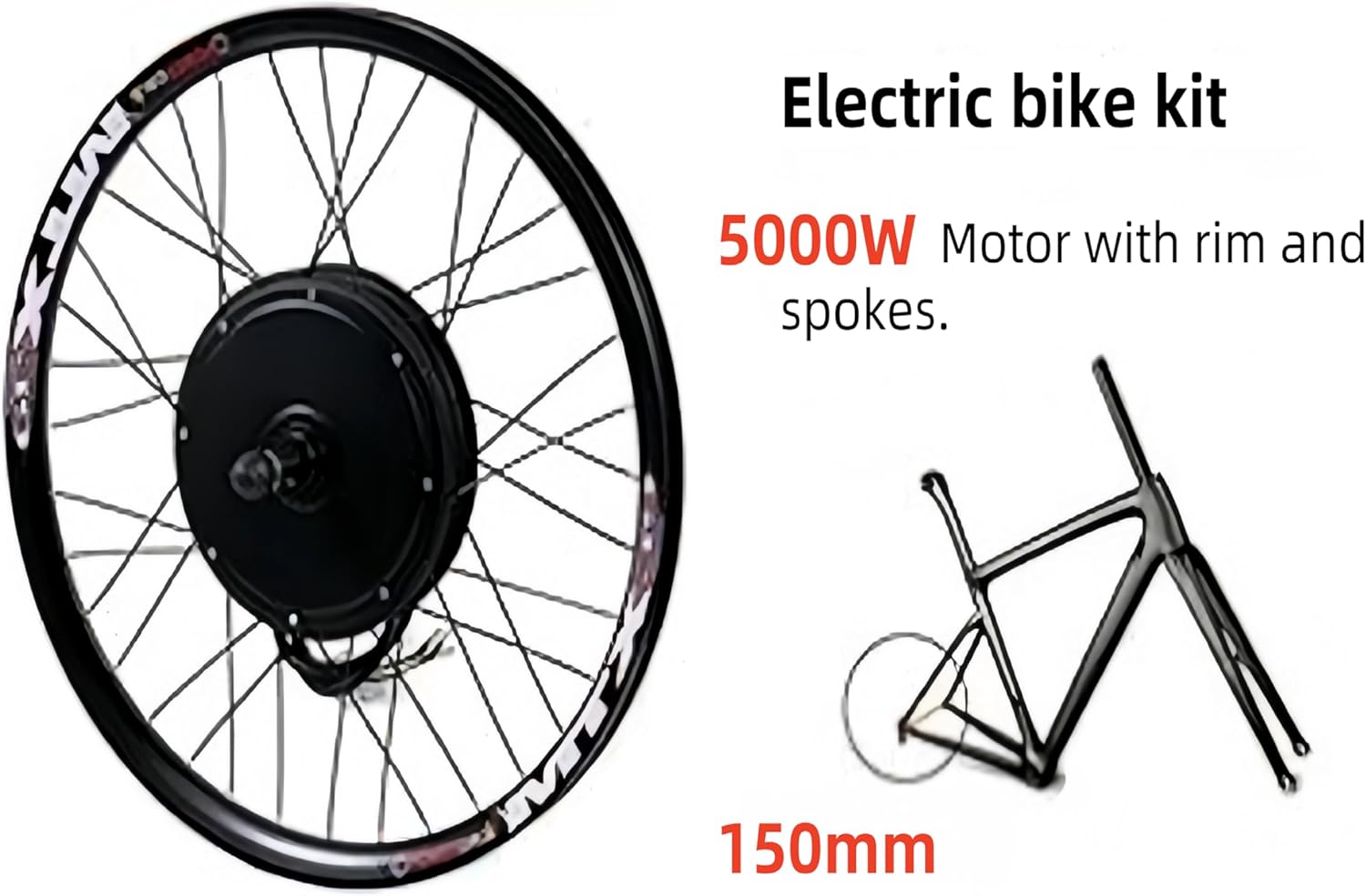 Kit De Conversion De VéLo éLectrique, Roue ArrièRe 72V 5000W, MTX39 De 24-29 Pouces avec ContrôLeur 100A, Sortie De 150 mm 26 pouces arrière