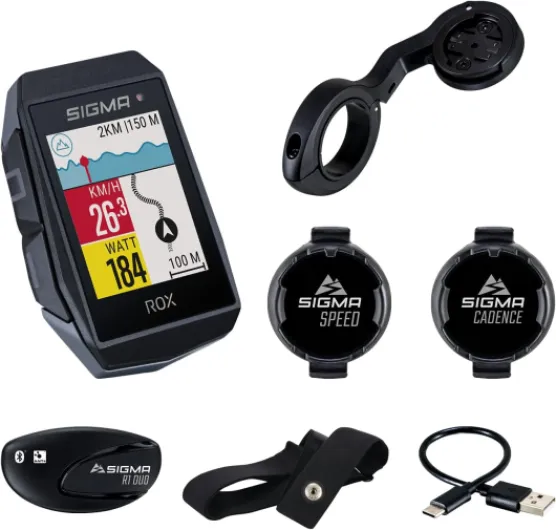 ROX 11.1 Evo Black Sensor Set - Ordinateur de vélo sans Fil GPS & Navigation avec capteurs de Vitesse, de fréquence Cardiaque et de Cadence - Navigation GPS extérieure avec Mesure de l'altitude Taille unique Noir