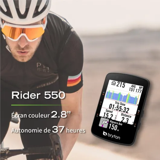 Bryton Rider 650/550 Compteur GPS pour vélo, écran Couleur 2,8", Navigation détaillée Virage par Virage, réglage Automatique de la luminosité, Compatible Bluetooth et Ant+ Rider 550 E (Appareil seul)