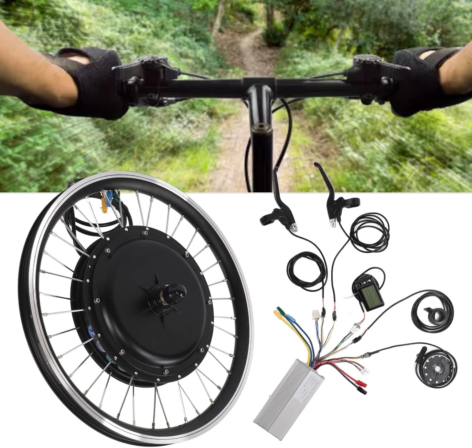 Kit de Roue Vélo électrique, Avant 20 Pouces 48V 1500W Conversion Moteur Moyeu Puissant pour électrique avec Contrôleur Intelligent, Capteur D'assista