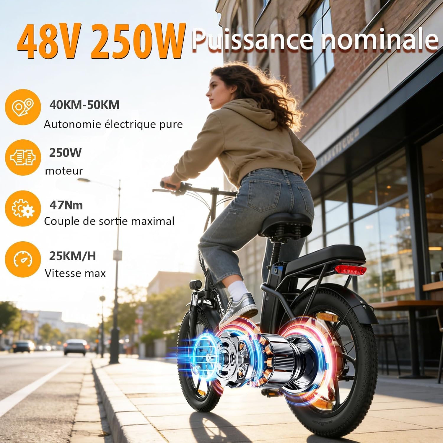 Vélo Électrique Pliable Adulte 20 E-Bike Urbain 48V 16Ah(80-100km) Ebike Cadre Acier 250W 35Nm Vélo Pliant 7 Vitesses Electric Déplacements Quotidiens Folding Bike avec Frein à Disque Noir