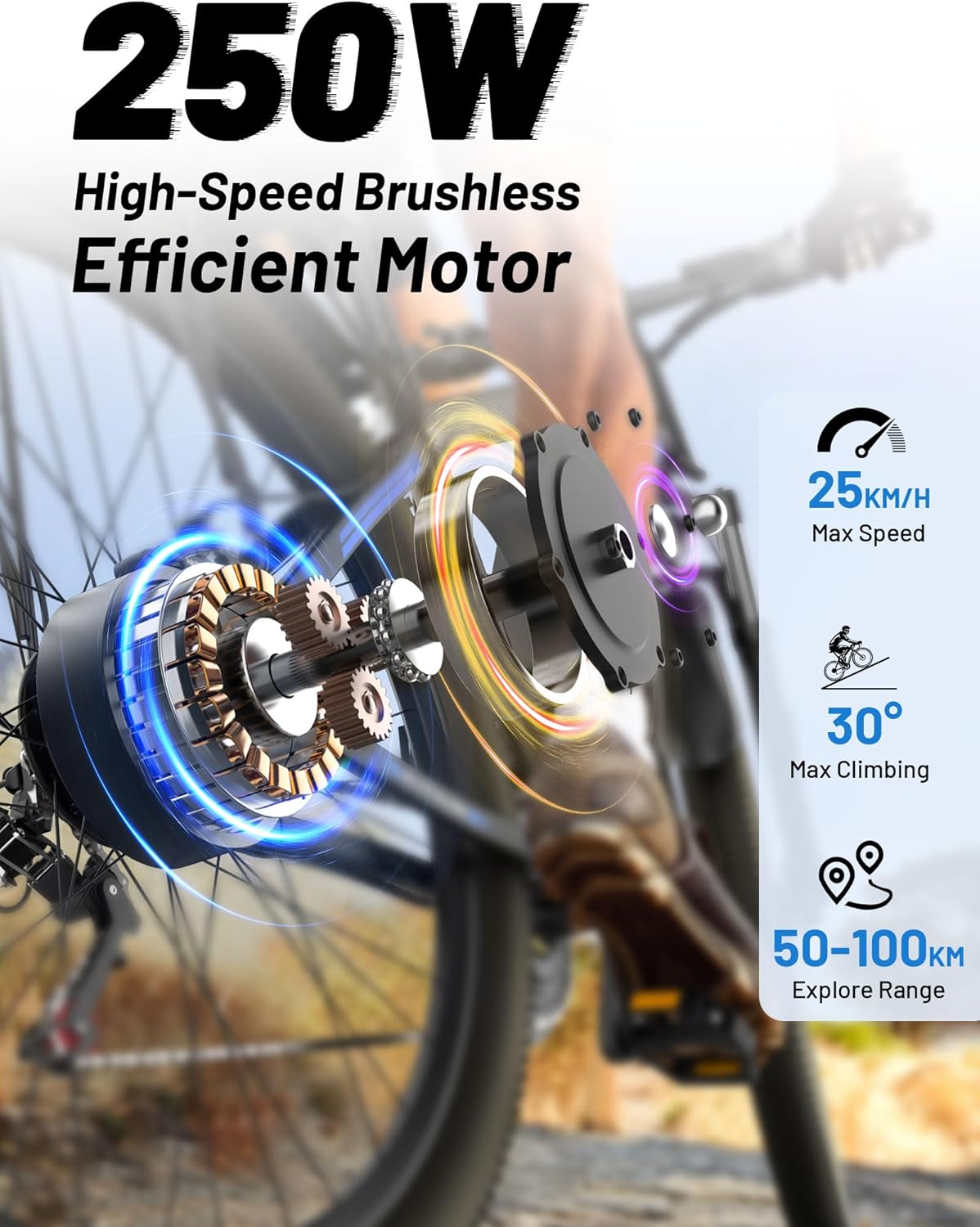 C29 Velo Électrique, VTT Homme Adulte 29 Pouces avec Batterie Amovible 48V 15Ah, Velo Femme Ville, Écran LCD et 21 Vitesses, E-Montagne Bike avec Double Disque de Frein et 250W Moteur Arrière Une Batterie