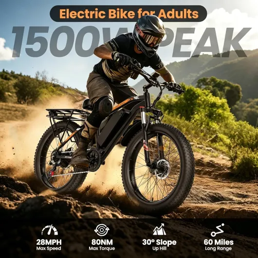 Vélo électrique, VTT 26 Pouces Pneus Gras, Batterie 48 V 15 Ah, Autonomie 40-80 km, Double Amortisseurs, Double Frein à Disque Shimano 7 Vitesses, vélo électrique de Plage et de Neige