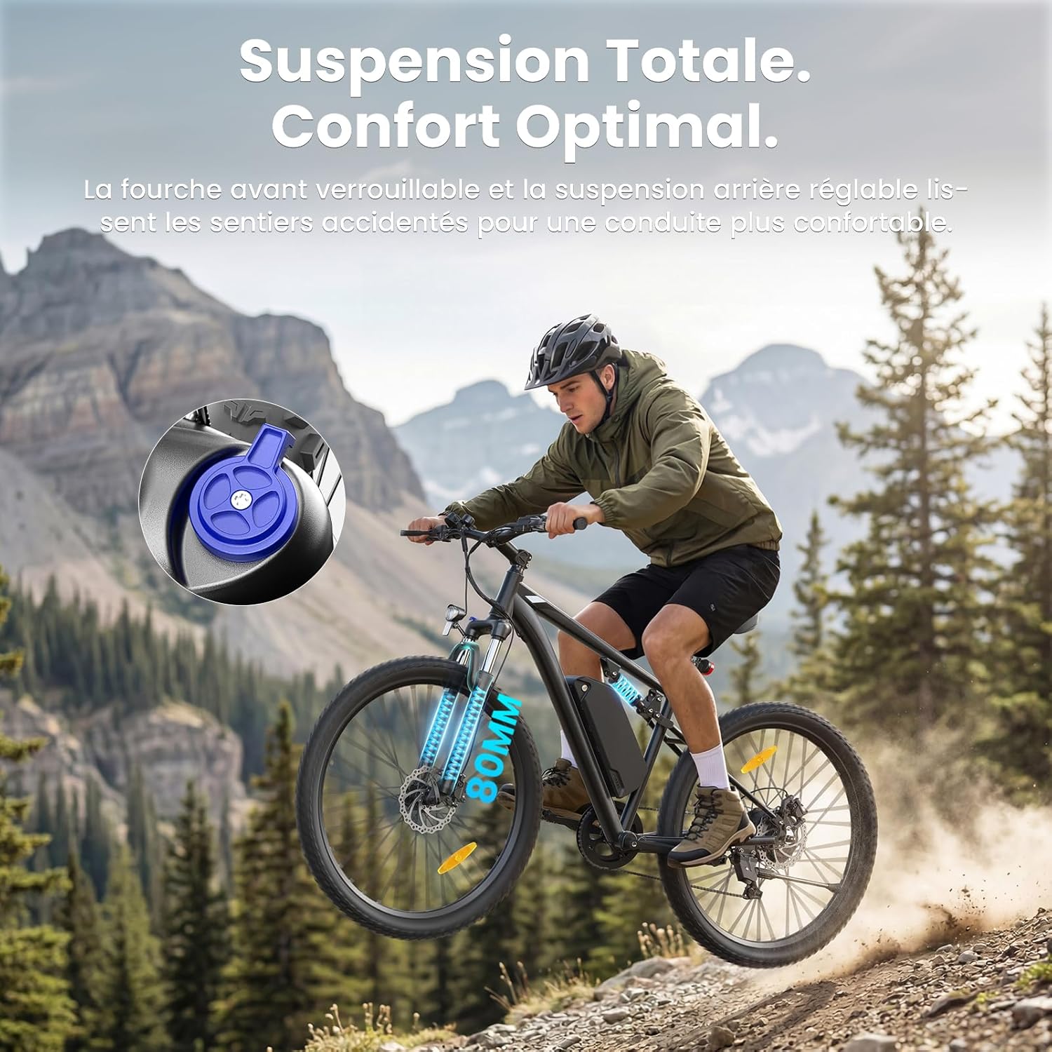 U2 Pro/U3 Pro Vélo Électrique Homme 29", VTT électrique avec Batterie Amovible 48V 15Ah, Autonomie 150KM, 70Nm, Freins à Disque Hydrauliques, Vélo électrique Tout-Terrain U3 PRO-NOIR