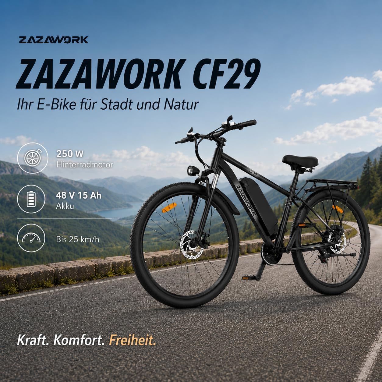 C29pro Vélo Électrique Adulte,Batterie Amovible 48V 15Ah,Moteur Tout-Terrain,VTT 21 Vitesses,Frein à Disque hydraulique,Écran LCD Intelligent,Éclairage LED Haute Luminosité.