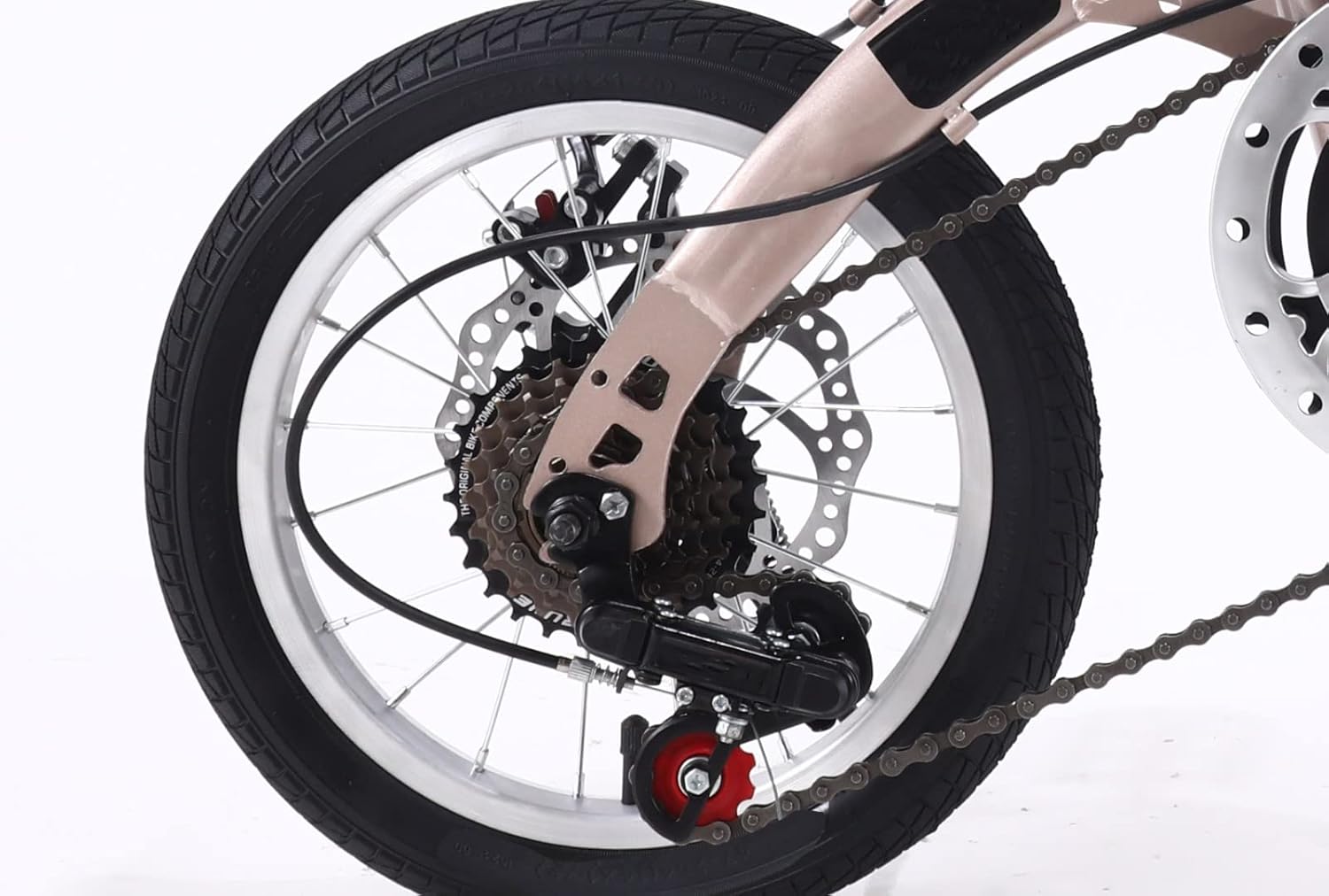Vélo Pliable 14/16 Pouces, Cadre Avant et arrière en Acier au Carbone, Vitesse Variable, vélo Adulte Ultra léger pour étudiant, C, 14 Pouces B 14inch