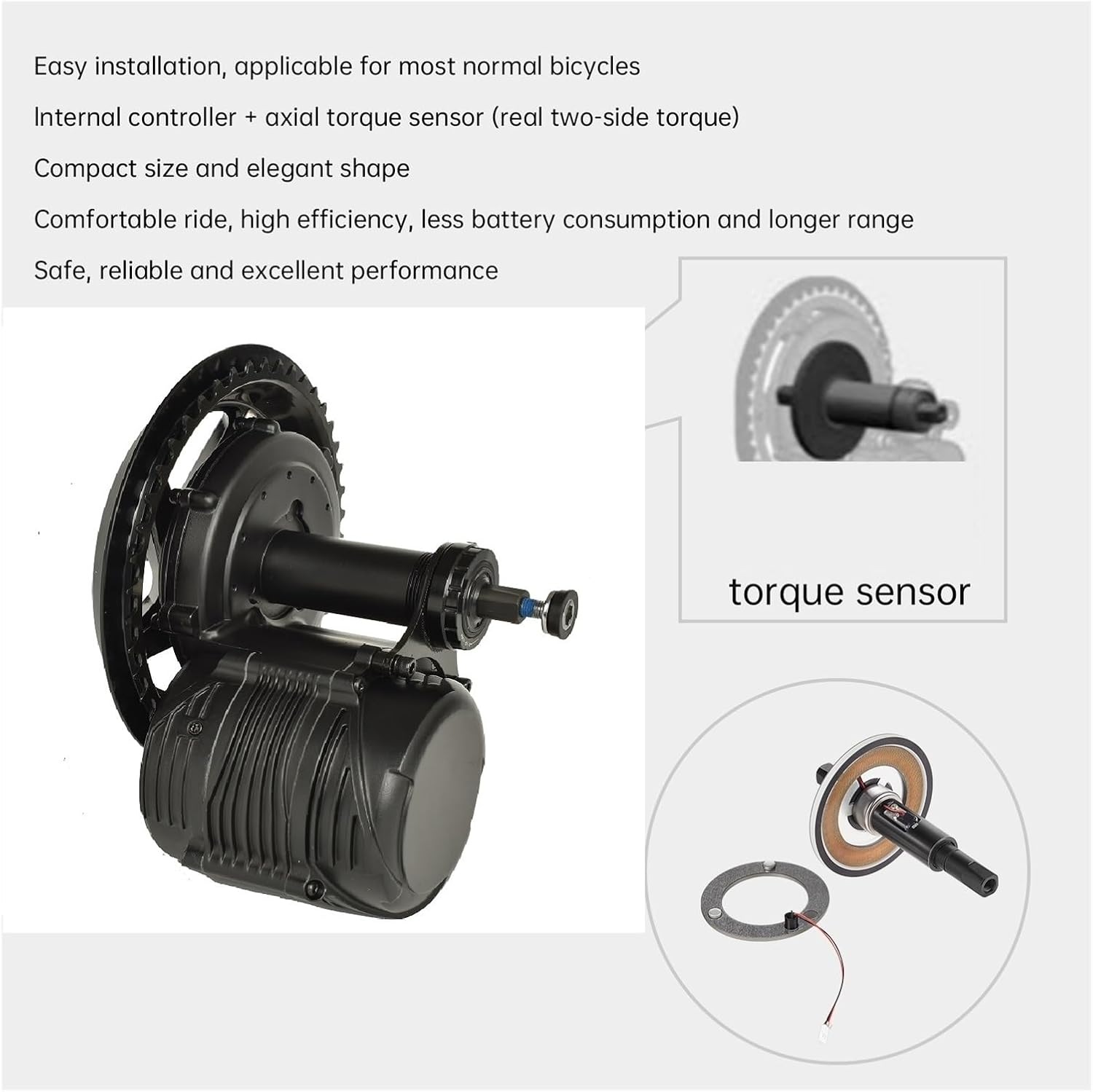 Kit Moteur À Entraînement Central 750 W, 500, 250, De Conversion for Vélo Électrique avec Capteur Couple for Moteur Puissant