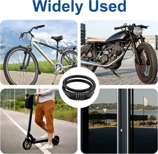 Antivol Vélo Code 4 Chiffres Cadenas Chaîne 60cm Ø12mm Câble de Sécurité Robuste pour Vélo Trottinette Électrique Scooter Poussette Moto