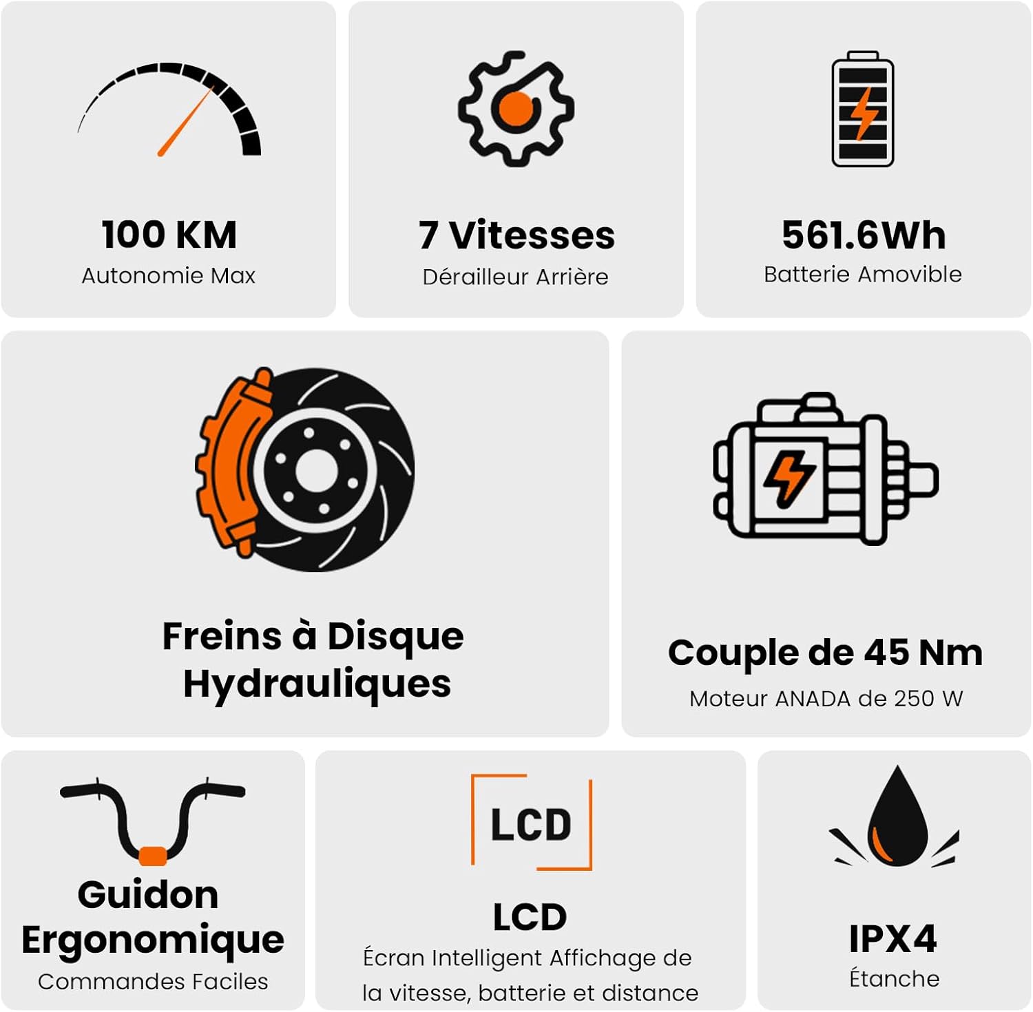 J1/J1 St/J1 Pro Vélo Électrique, Autonomie 100KM, Le Choix Idéal Urbain, 27.5" vélo électrique Adulte, Vélo de Trekking Moteur 250W, Batterie 15.6AH, E-Bike, vélo électrique Femme Homme J1 PRO-Noir