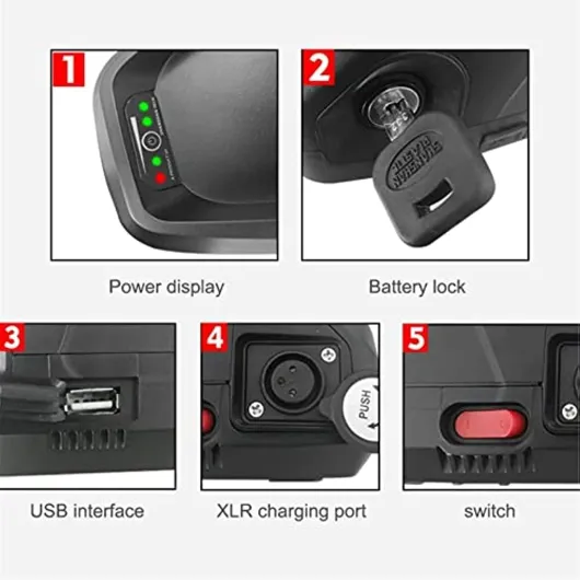Batterie Velo électrique 48V 17.5Ah Batterie Lithium ION avec Port USB/Chargeur/Serrure Antivol, pour Kit de Conversion de Moteur de vélo de Montagne/vélo électrique