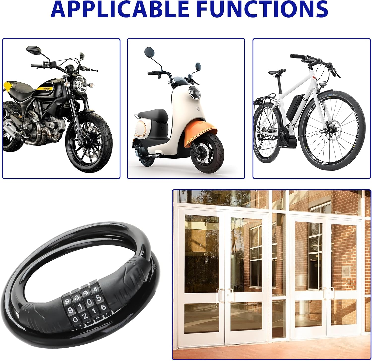 Antivol Cadenas À Quatre Chiffres Pour Vélos Et Trotinettes Électriques Combinaison De Mot De Passe Convient Pour Tous Les Vélos Anti Vol