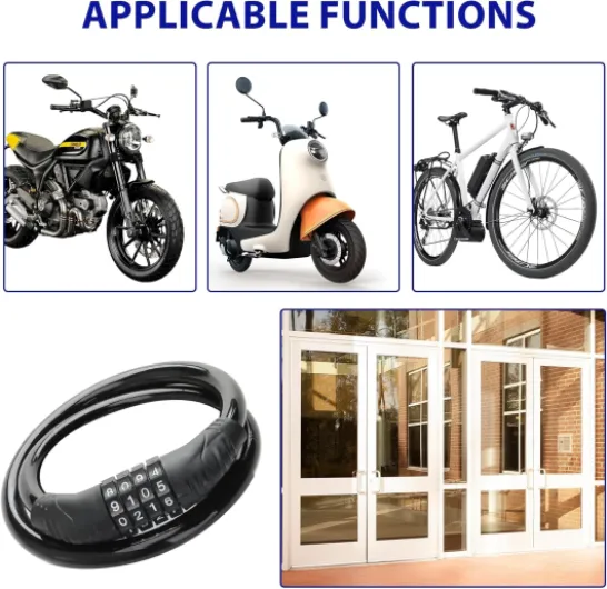 Antivol Cadenas À Quatre Chiffres Pour Vélos Et Trotinettes Électriques Combinaison De Mot De Passe Convient Pour Tous Les Vélos Anti Vol