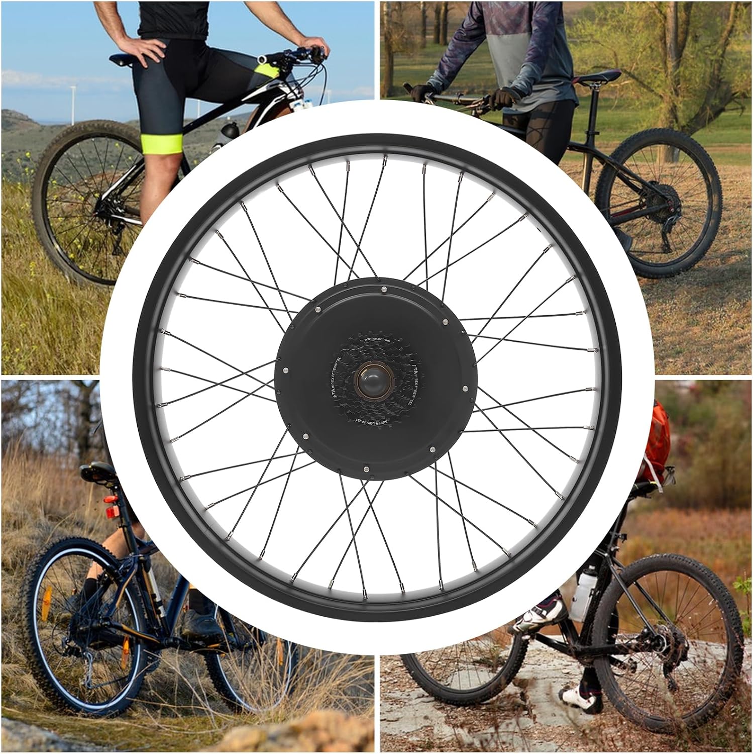 Fat-Bike Fat-Bike Kit de conversion 20" 48 V 1000 W Roue arrière Kit de conversion pour vélo électrique avec écran LCD et bouton rotatif au pouce