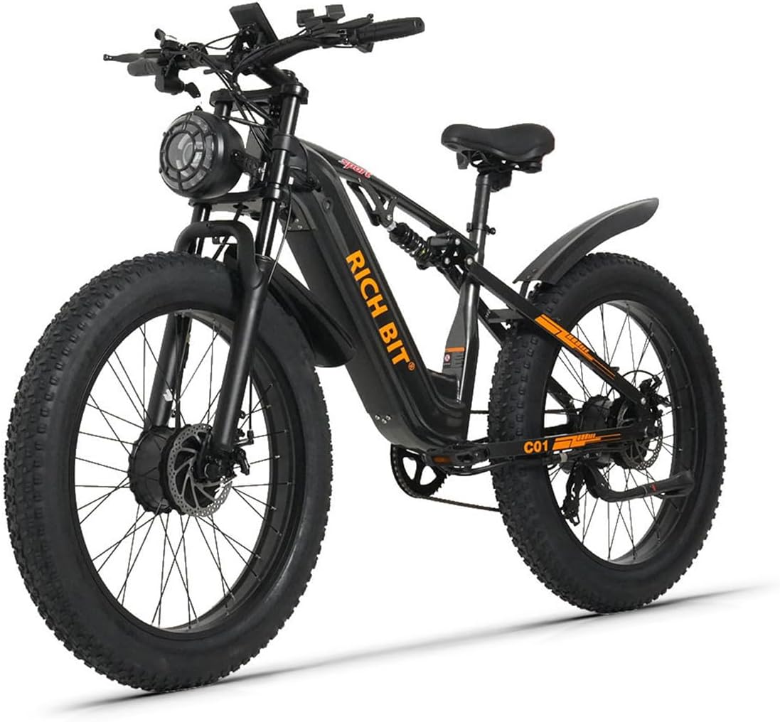 Cysum C01 Vélo électrique Adulte Homme, VTT électrique à Double Moteur, Batterie 48 V 20 Ah, Autonomie De 80 Km, Suspension IntéGrale, Freins à Disque Hydrauliques, 26 * 4.0 Fat E Bike