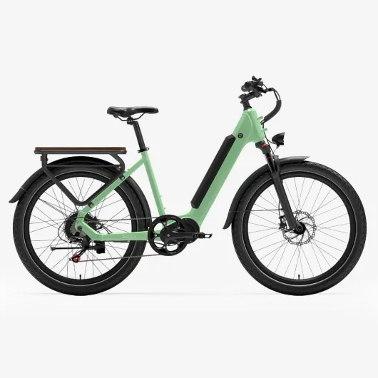 Vélo Électrique de Ville Seta pour Femme – VAE 250W, Batterie Amovible 48V 14Ah (Autonomie 80km), Freins à Disque Hydrauliques, Shimano 7 Vitesses, Écran LCD avec Port USB, Vitesse 25km/h Vert