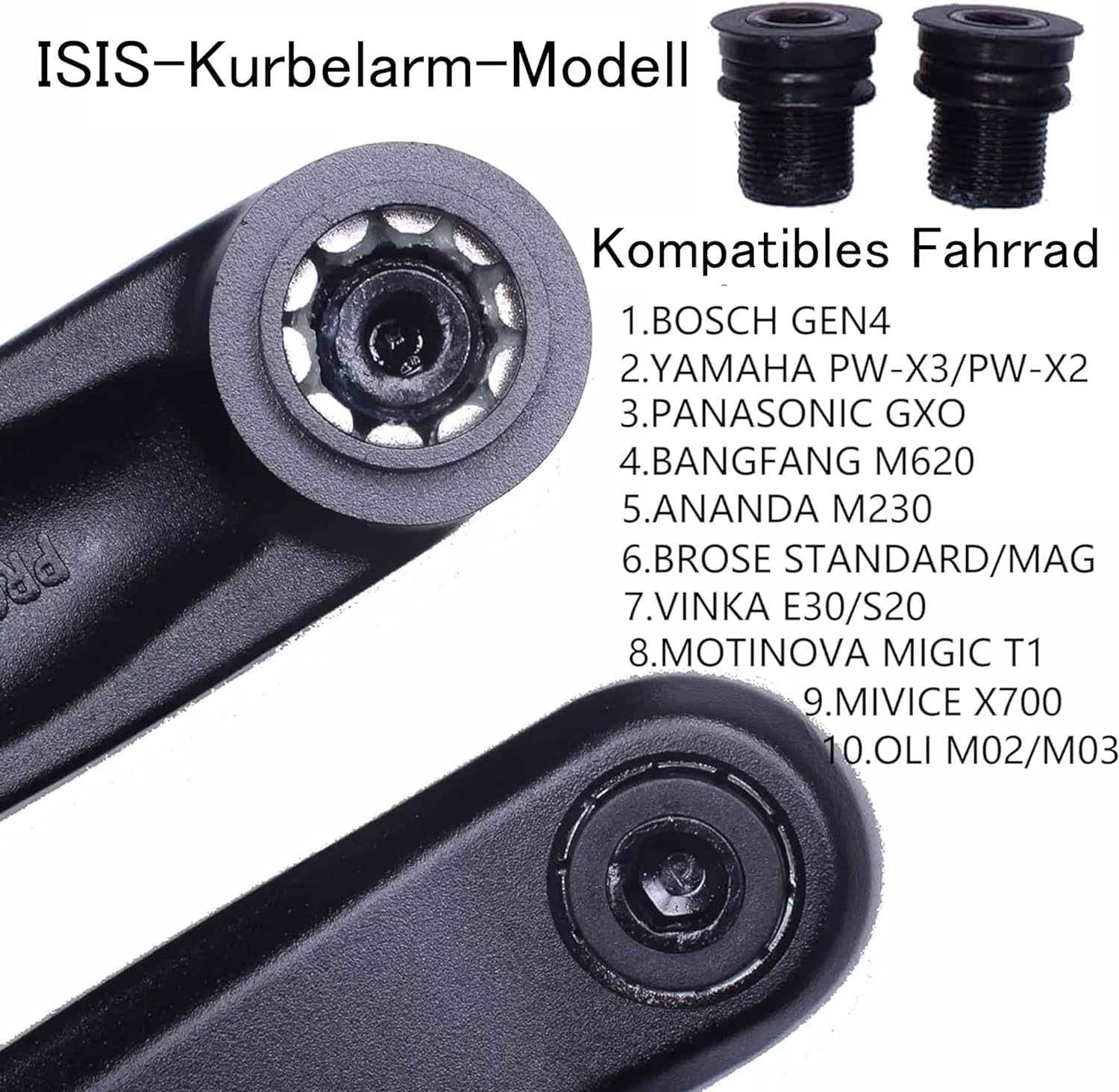 Prowheel Ebike ISIS Bras de crank électrique, 127 mm/140 mm/152 mm/160 mm/165 mm/170 mm/175 mm pour moteur Mid Drive ISIS, Bosch GEN4, PW-X3/PW-X2, BANGFANG M620, Brose Standard/MAG, GX0 ISIS Bras de manivelle bras de manivelle 152mm