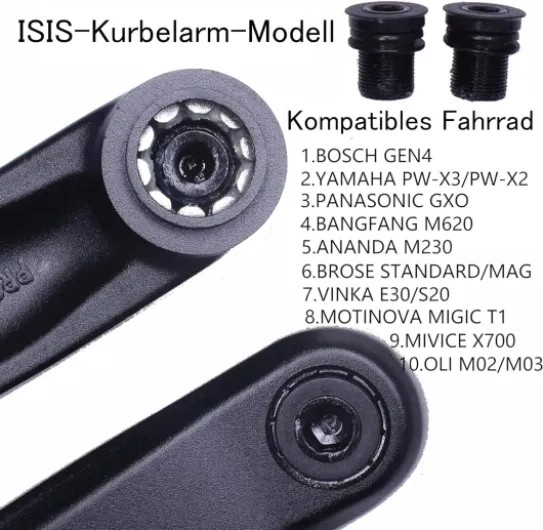 Prowheel Ebike ISIS Bras de crank électrique, 127 mm/140 mm/152 mm/160 mm/165 mm/170 mm/175 mm pour moteur Mid Drive ISIS, Bosch GEN4, PW-X3/PW-X2, BANGFANG M620, Brose Standard/MAG, GX0 ISIS Bras de manivelle bras de manivelle 152mm
